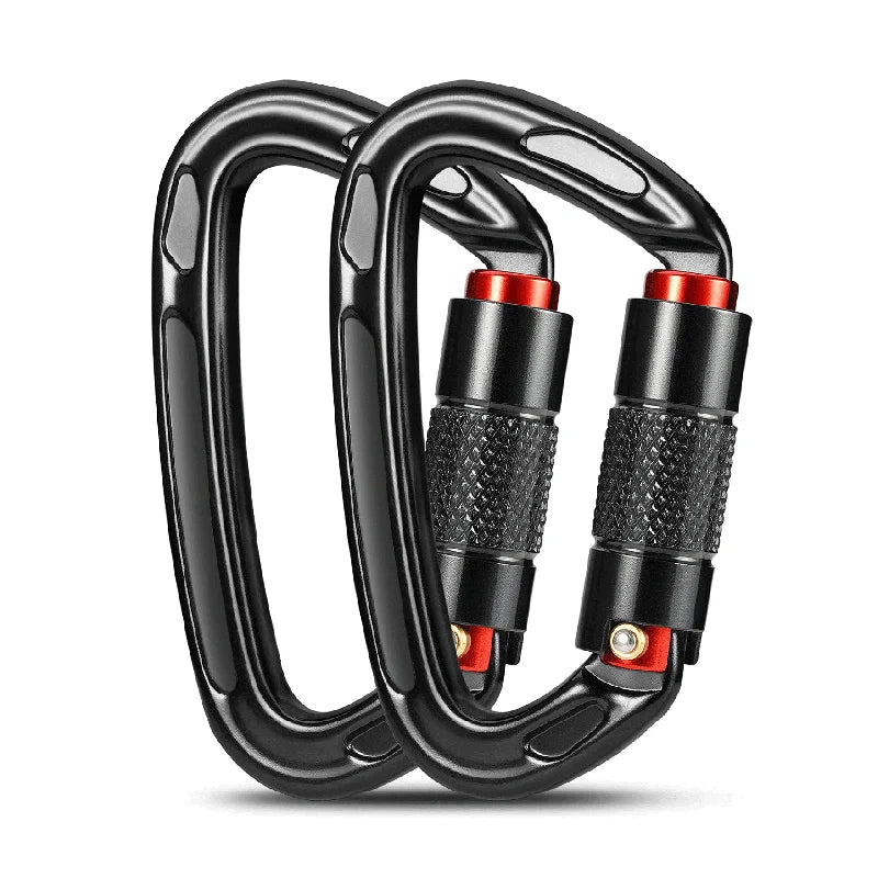 24KN Auto Lock D-Shaped Climbing Carabiner – Heavy-Duty Aluminum Alloy for Mountaineering, Rock Climbing & Caving