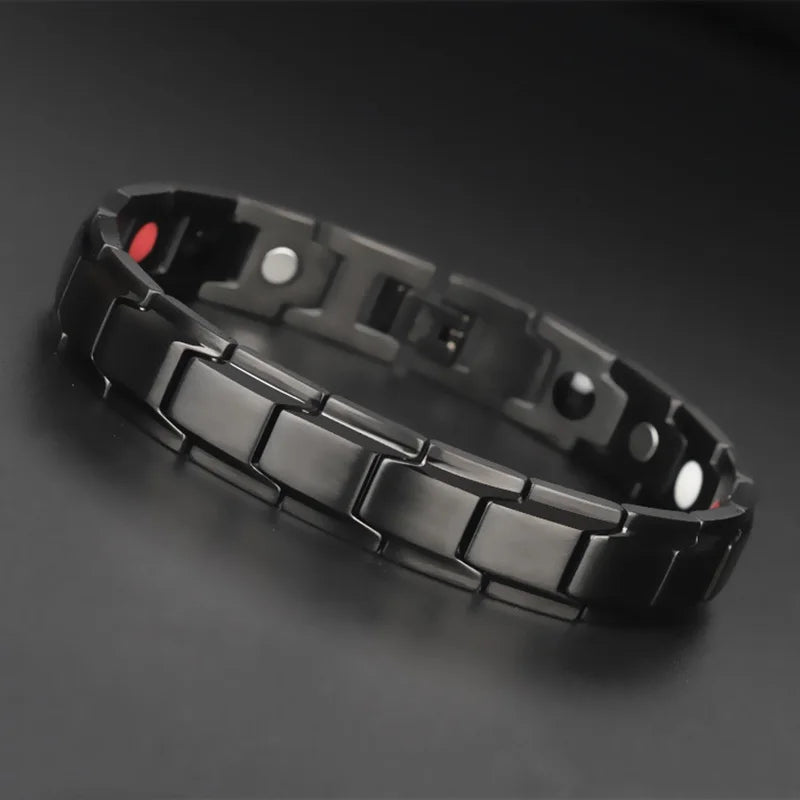 Men's Stainless Steel Magnetic Therapy Bracelet – Luxury Anti-Fatigue & Energy Healing Jewelry
