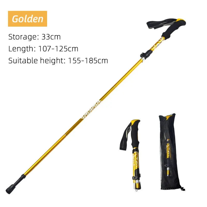 5-Section Foldable Trekking Pole – Lightweight Telescopic Walking Stick for Hiking, Camping, Nordic Walking, Elderly Support