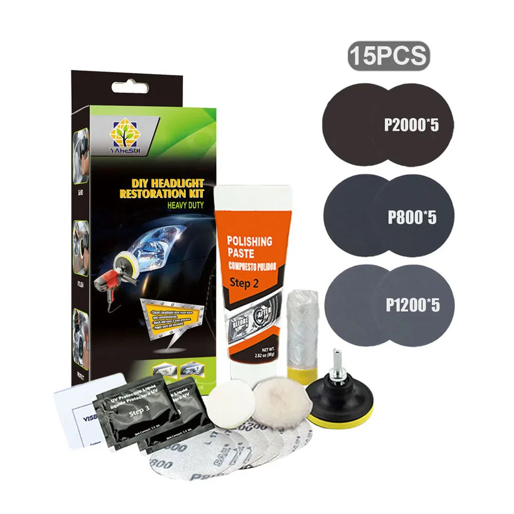 Headlight Restoration Kit Car Headlight Polishing Scratch Remover Oxidation Cleaner Headlamp Renovation Auto Repair Tools