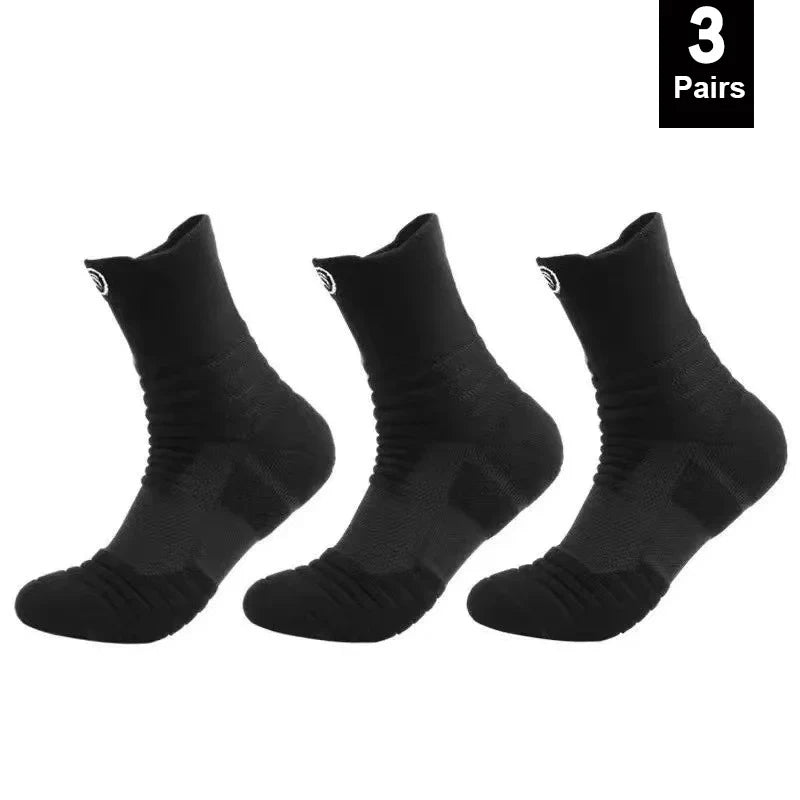 Men’s High-Elastic Sports Socks – Breathable Non-Slip Compression Tube Socks for Basketball, Cycling, Running, and Training