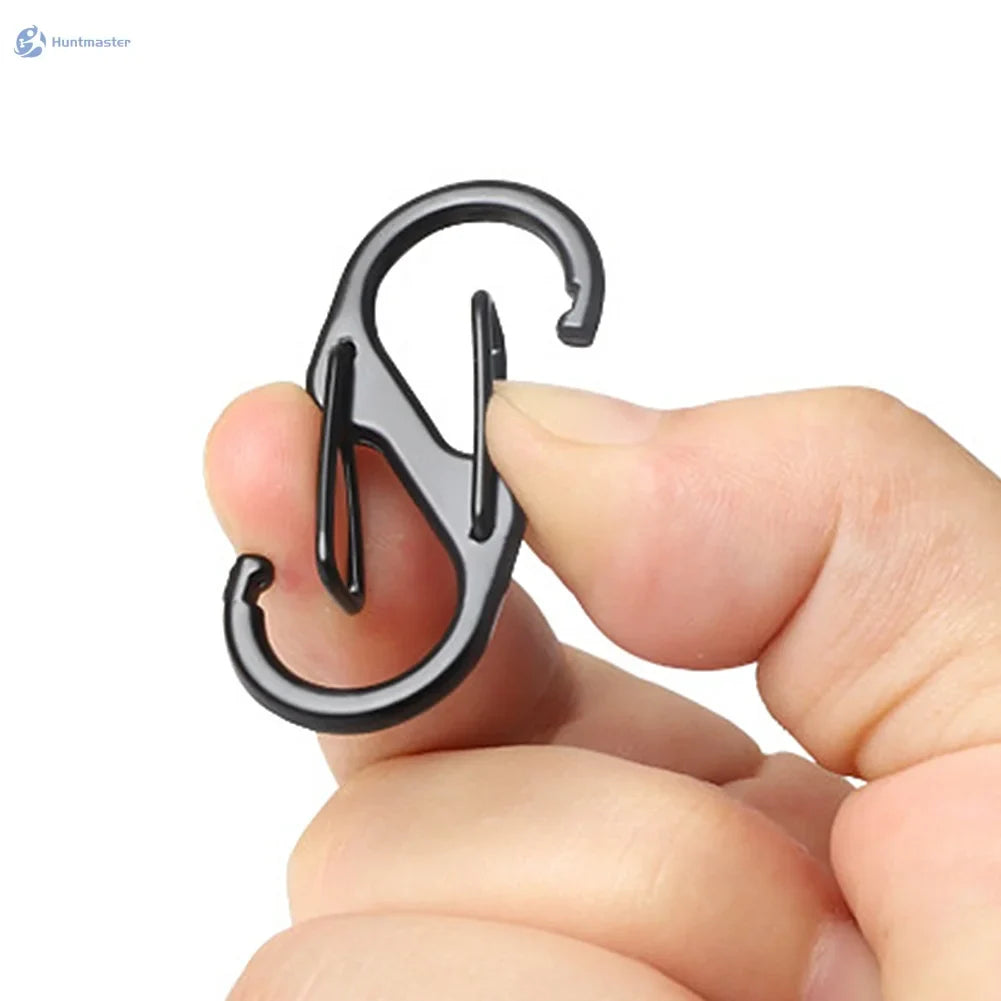 10pcs Stainless Steel S Type Carabiner with Lock Mini Keychain Hook Anti-Theft Outdoor Camping Backpack Buckle Key-Lock Tool