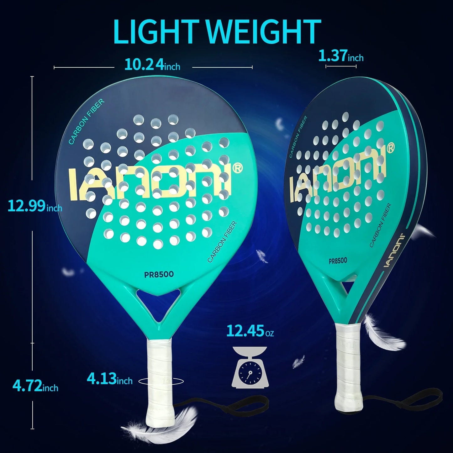 Carbon Fiber Padel Racket – EVA Memory Foam Core Lightweight Tennis Paddle with Carry Bag