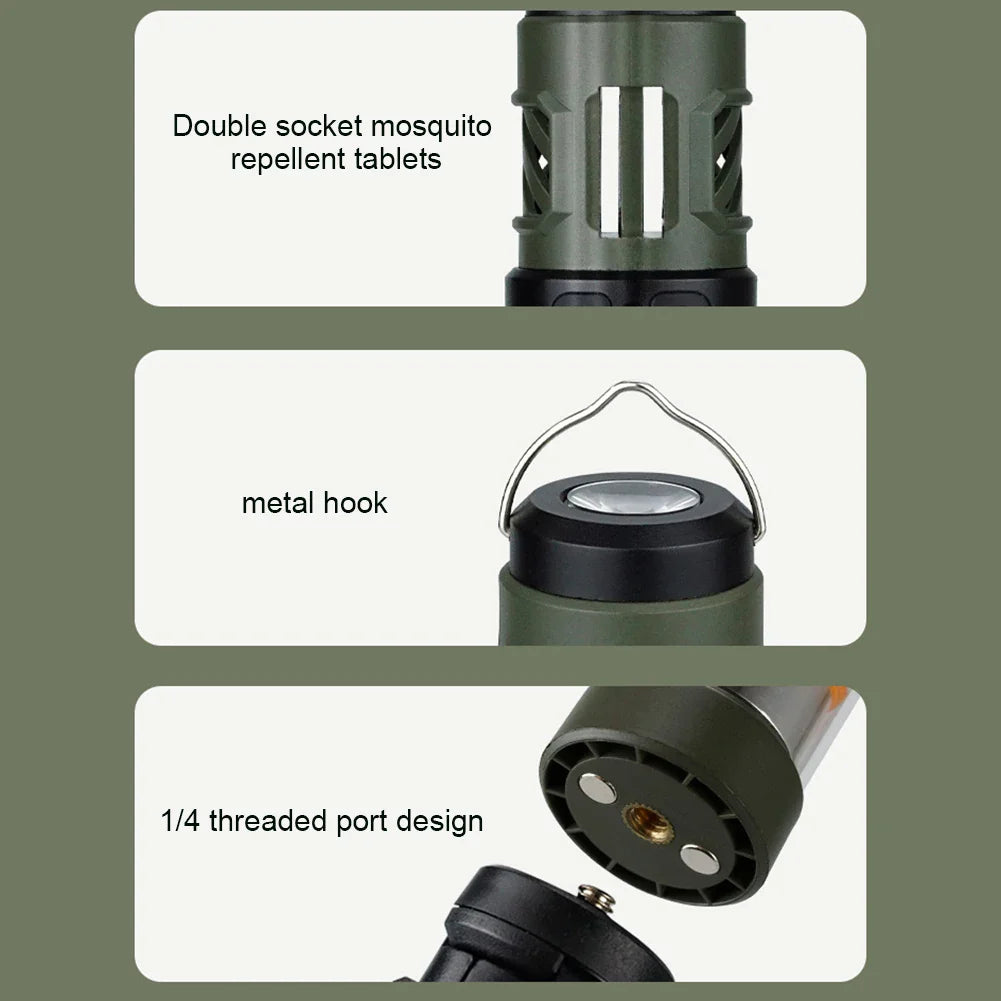 3-in-1 Mosquito Repeller Camping Light – Rechargeable Outdoor Lantern with Tripod & USB Charging
