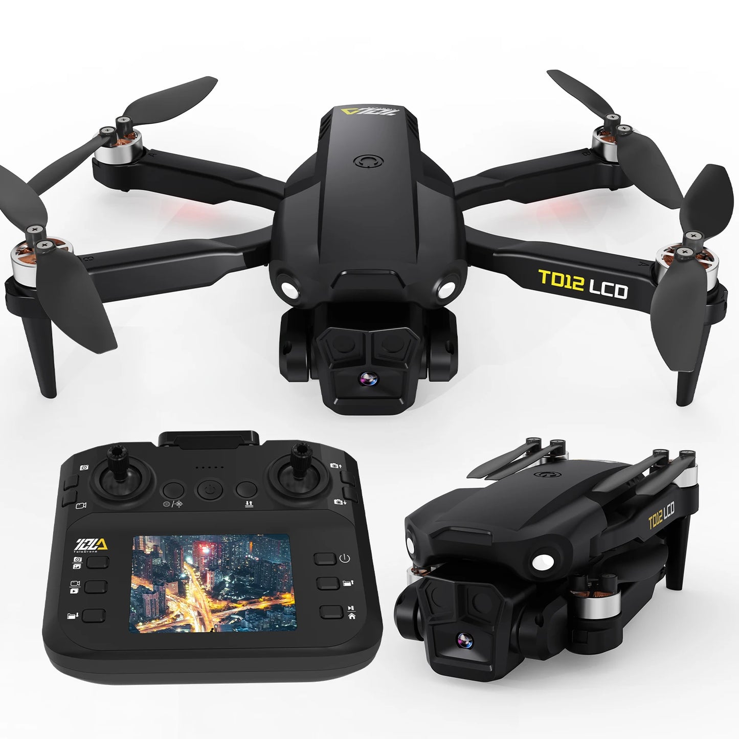 Brushless Motor Drone with LCD Screen Remote Control - Portable Optical Flow Positioning Quadcopter for Beginners - Lightweight Aerial Toy