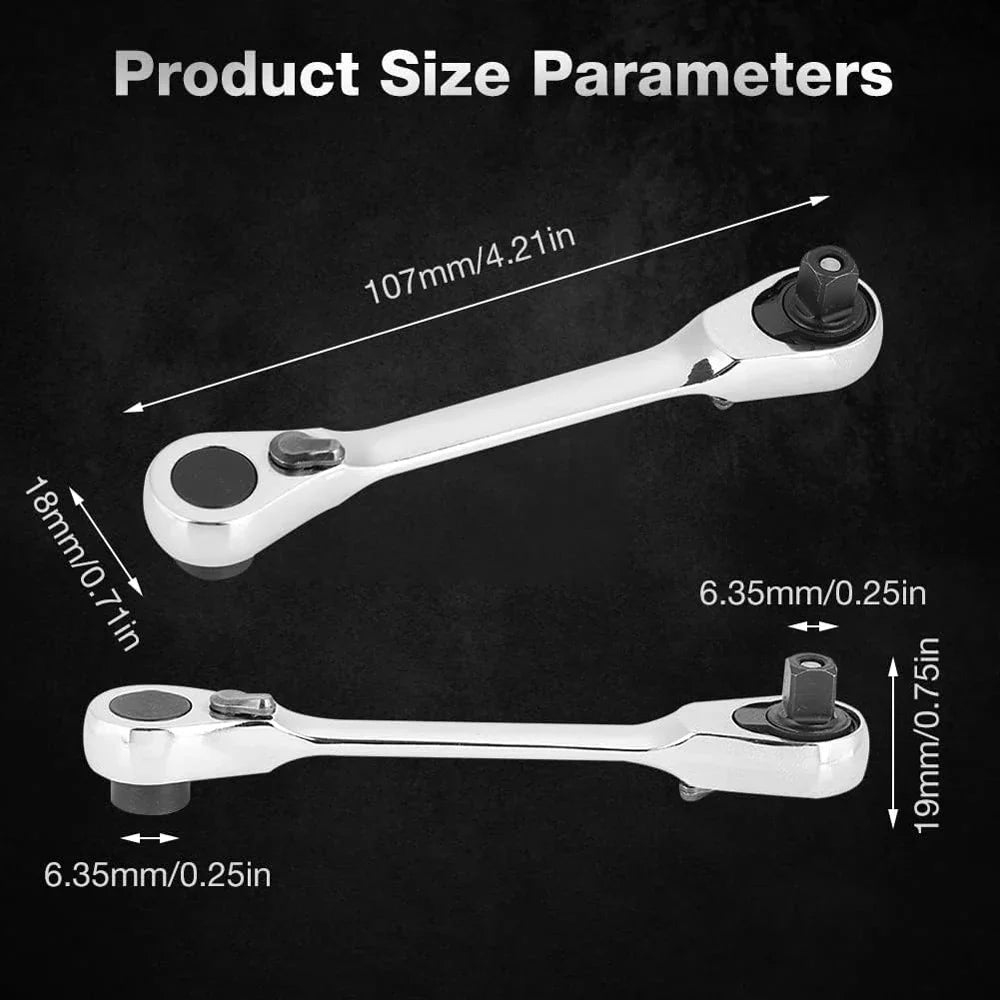 Mini Double Headed Ratchet Wrench 1/4 Inch