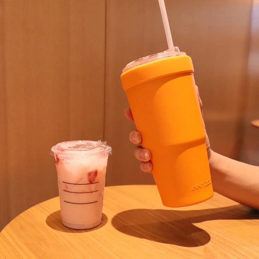 30oz Tumbler with Silicone Lid – 2-in-1 Straw & Sip, Leakproof, Double Wall Stainless Steel