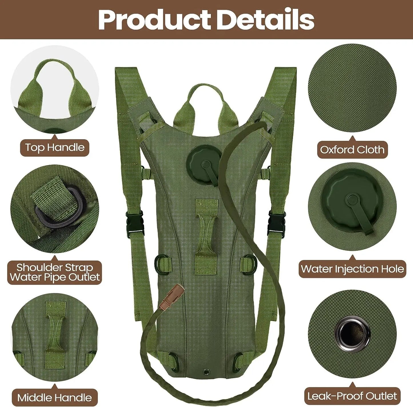 Waterproof Sport Hydration Pack – Lightweight Nylon Backpack with 3L Bladder for Hiking, Cycling, Running, Climbing