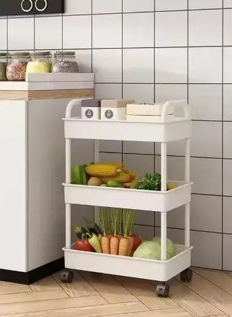 Multi-Layer Mobile Trolley Rack – Rolling Kitchen, Bathroom & Bedroom Storage Organizer with Wheels