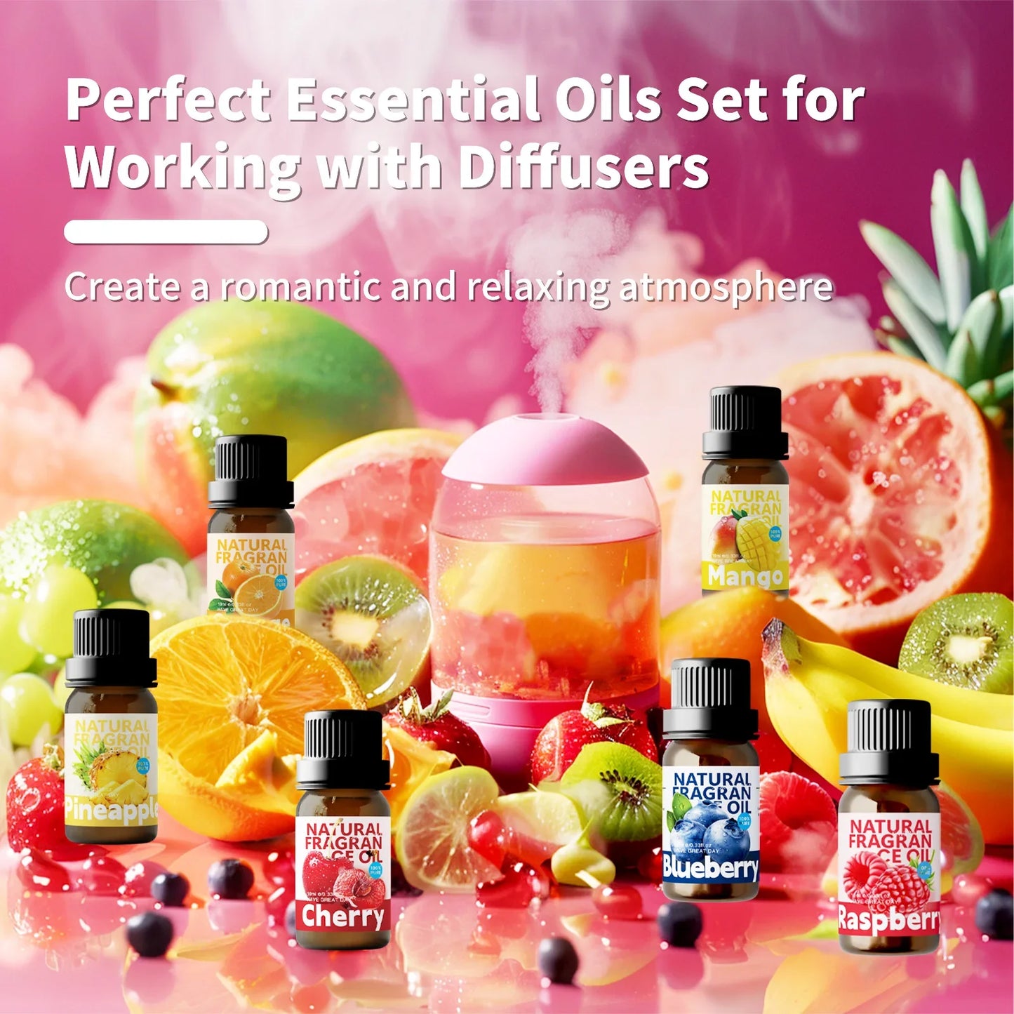 Fruit Essential Oil Set – 22 Types for Aromatherapy, Candle Making, Diffuser, Skincare, Massage & DIY Fragrance Blends