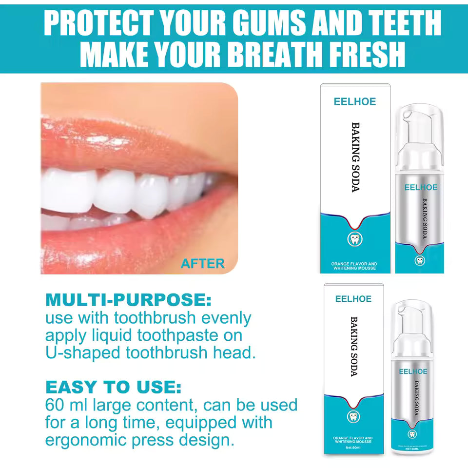 Tooth Cleaning Mousse – Whitening Foam Toothpaste for Yellow Tartar, Plaque & Smoke Stain Removal – Oral Hygiene Foam with Fresh Breath Care