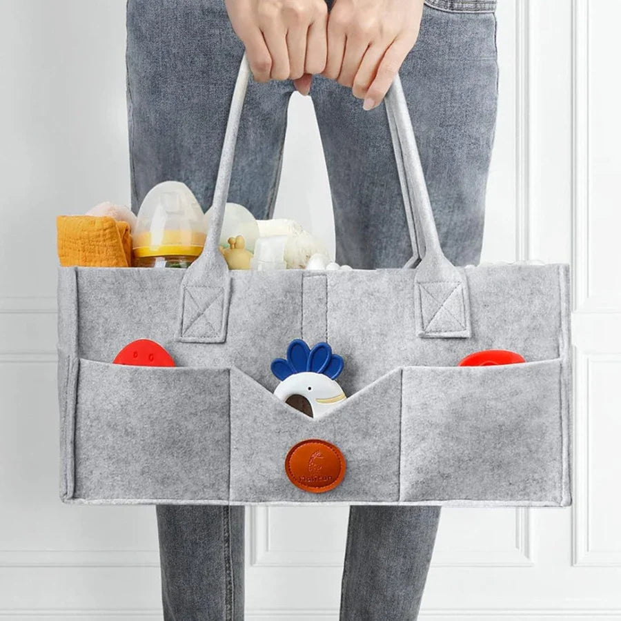 Avichic™ Felt Diaper Storage Caddy – Large Capacity Organizer Bag for Baby Diapers, Toys & Essentials – Portable Nursery Tote
