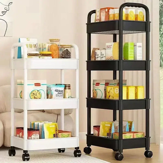 Multi-Layer Mobile Trolley Rack – Rolling Kitchen, Bathroom & Bedroom Storage Organizer with Wheels