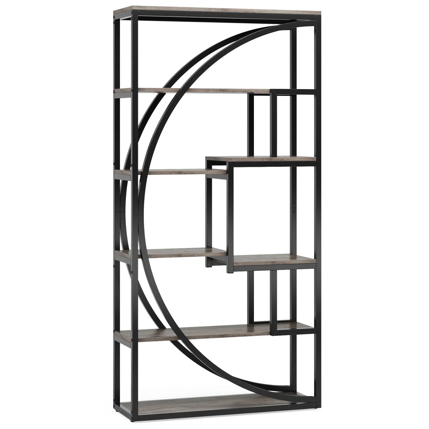 5-Tier Industrial Etagere Bookcase with 8 Open Storage Shelves