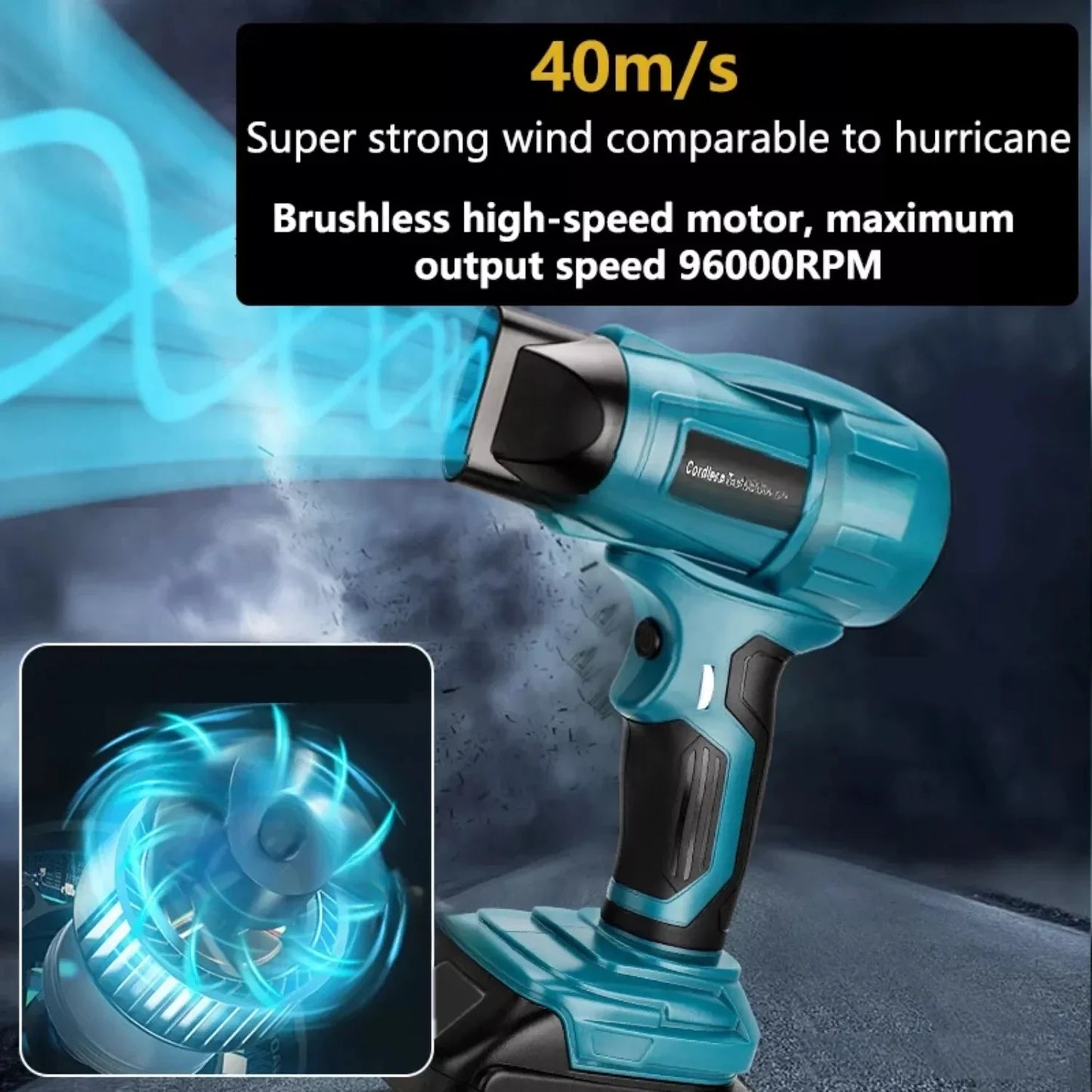 Cordless Mini Turbo Jet Blower – Compatible with Ryobi, Makita, Dewalt, Milwaukee & Bosch 18V/20V Batteries – 96,000RPM, Compact & Powerful Air Duster (Battery Not Included)