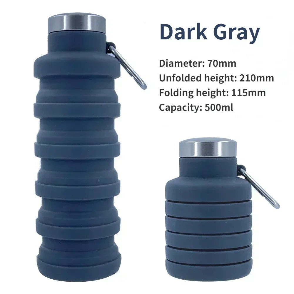 500ml Collapsible Silicone Water Bottle – Portable, Leakproof, and Eco-Friendly for Travel, Sports, and Daily Use