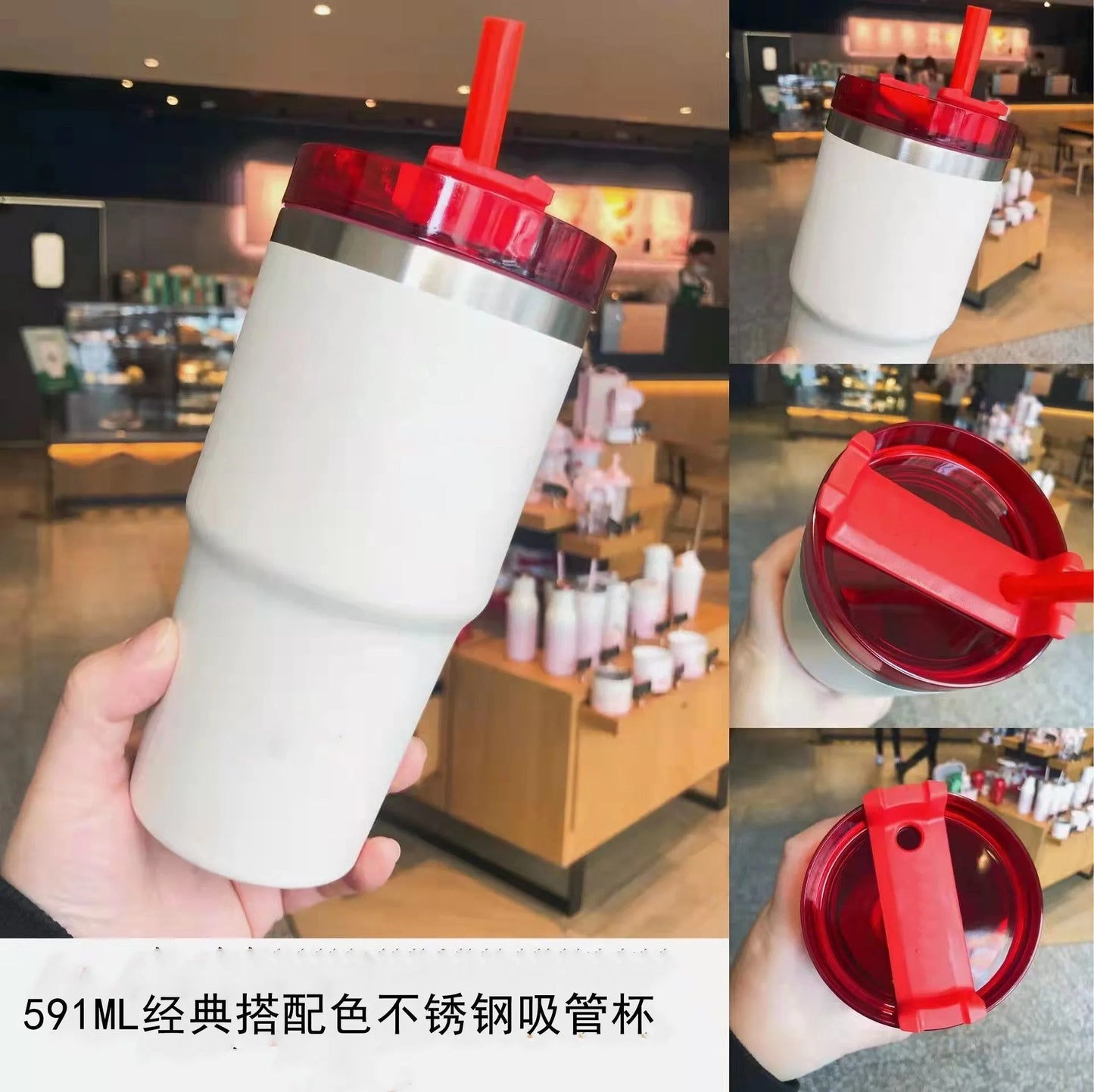 20oz Stainless Steel Insulated Tumbler with Straw – Large Capacity Travel Coffee Mug for Car, Office, and Home