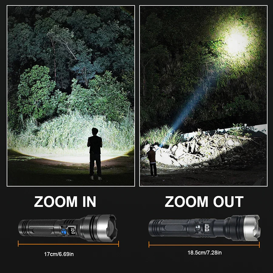 Rechargeable LED Flashlight with Zoom – 3 Light Modes, Waterproof, USB-C Charging