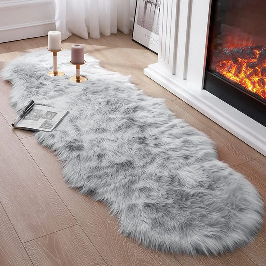 Soft Sheepskin Fluffy Fur Rug for Bedroom & Living Room
