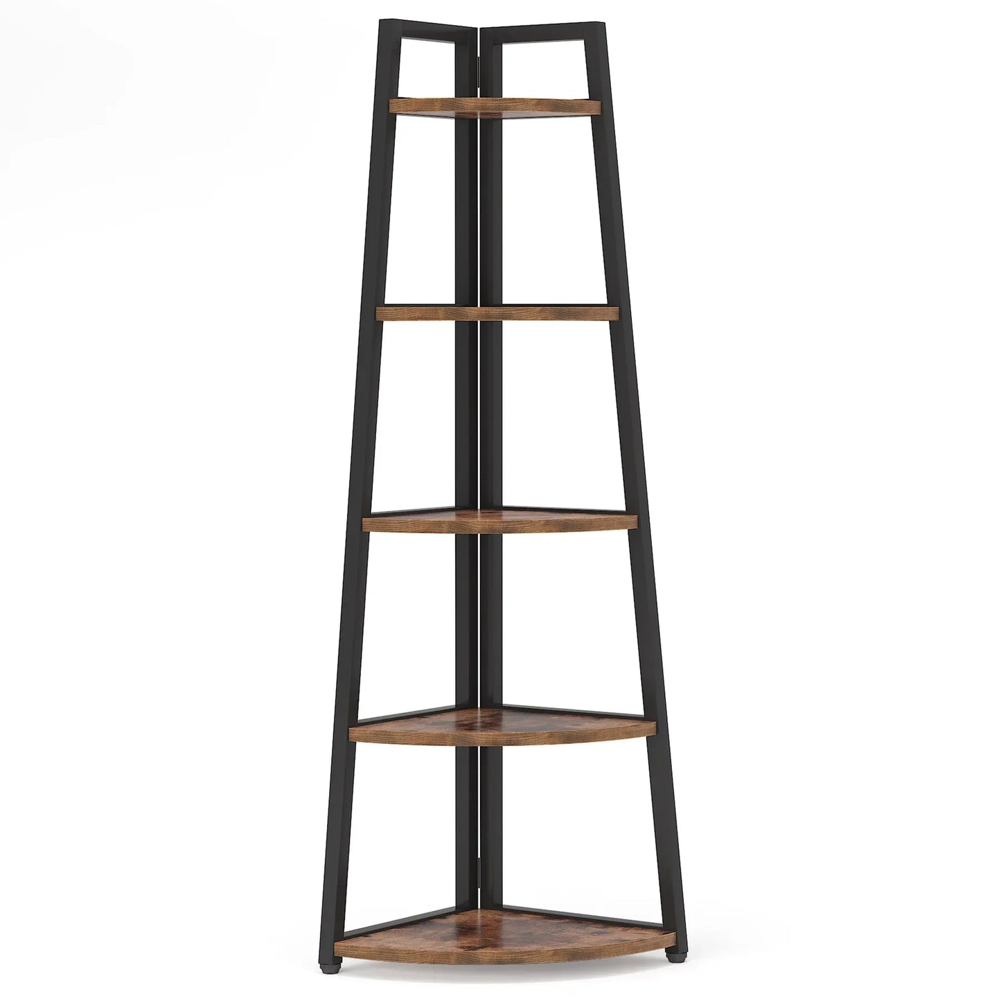 5-Tier Corner Wooden Bookcase with Storage Shelves