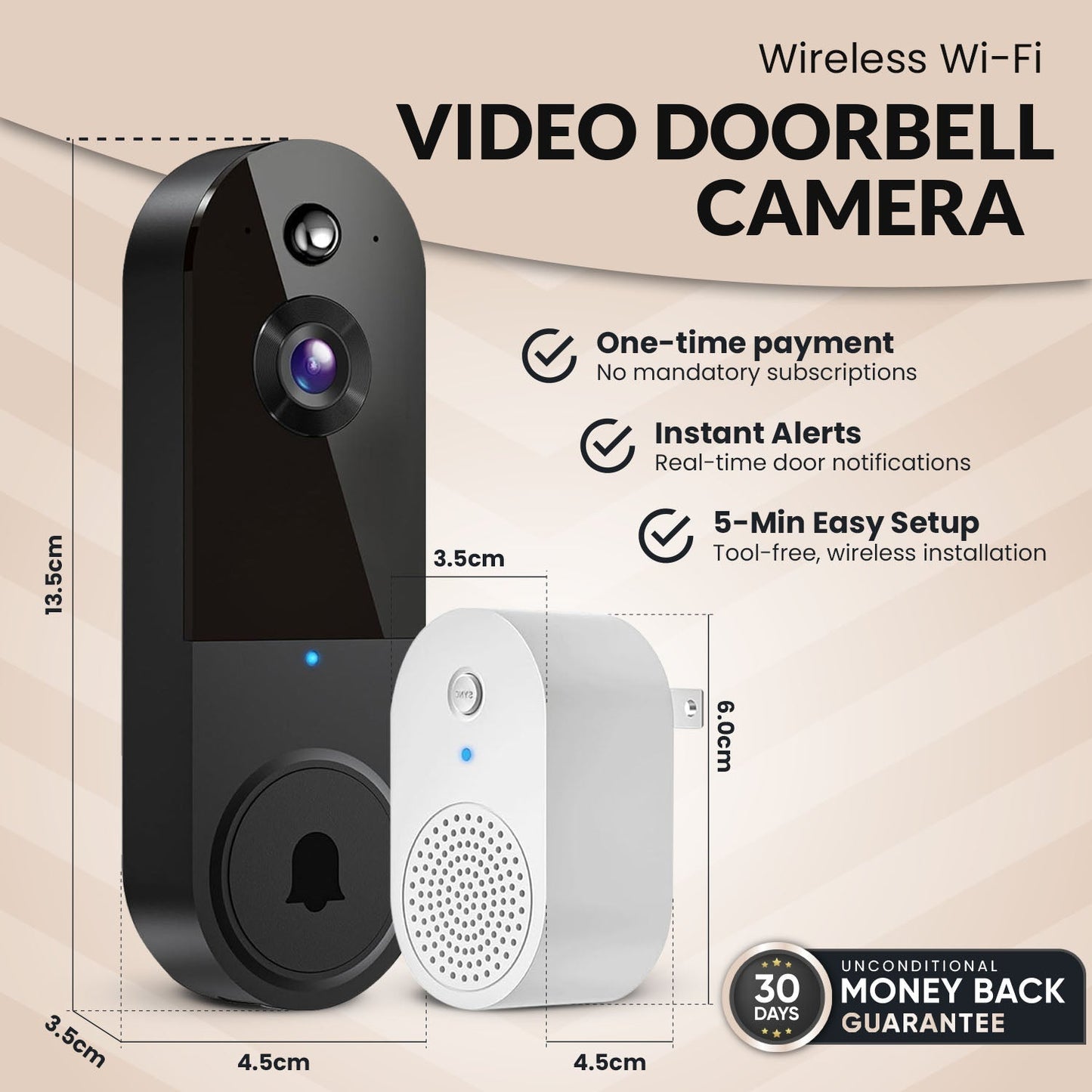 Avichic™ – Smart Wireless Video Doorbell with AI Motion Detection & Two-Way Audio for Home Security