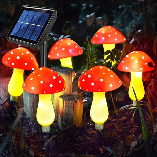 Solar Christmas Lights Outdoor Lights Colorful Mushroom LED Garden