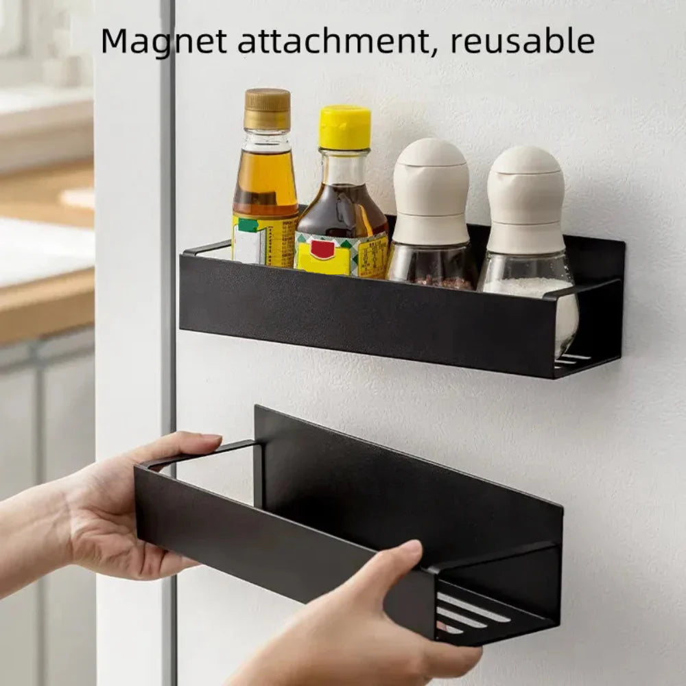 Spice Rack Magnetic Refrigerator Shelf Steel Organizer