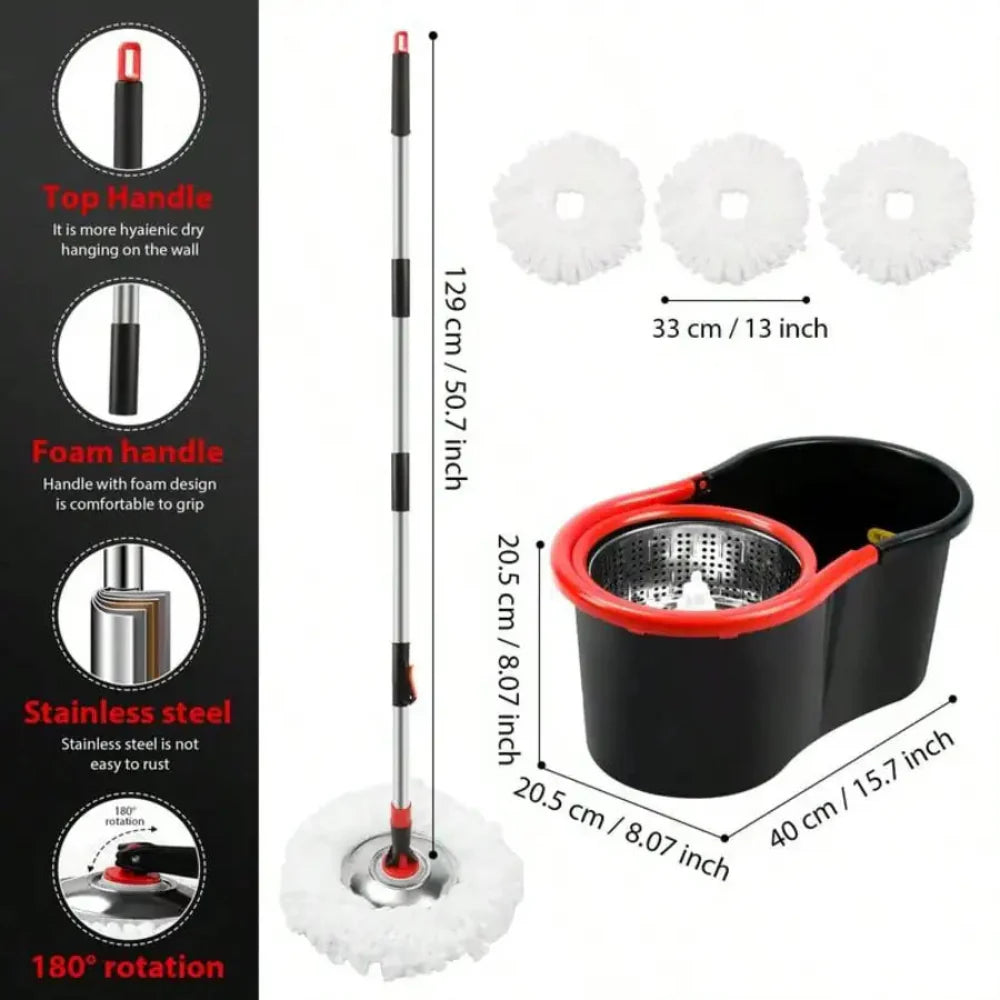 Spin Mop Bucket 360 Floor Cleaning System Wringer