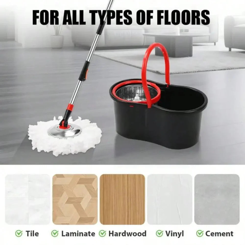 Spin Mop Bucket 360 Floor Cleaning System Wringer