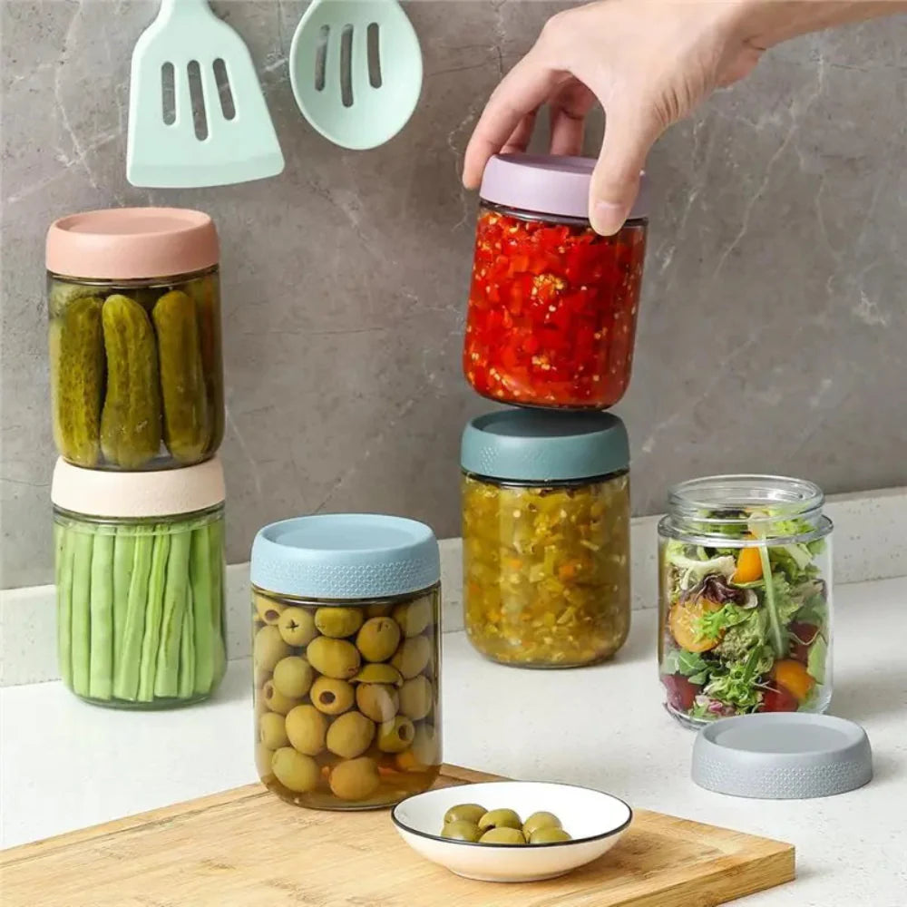 Storage Containers Glass Food Overnight Oats Jars Set