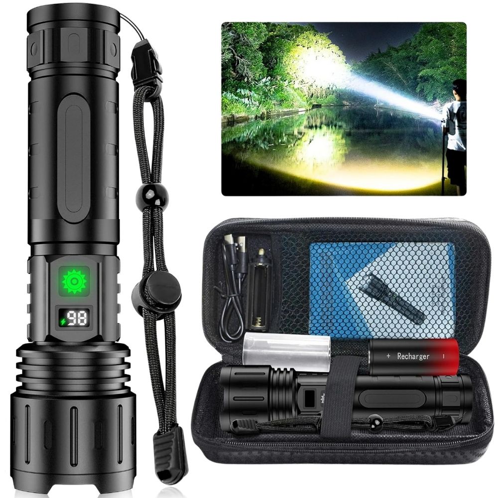 Flashlight Rechargeable Tactical LED High Lumens Long Range Torch