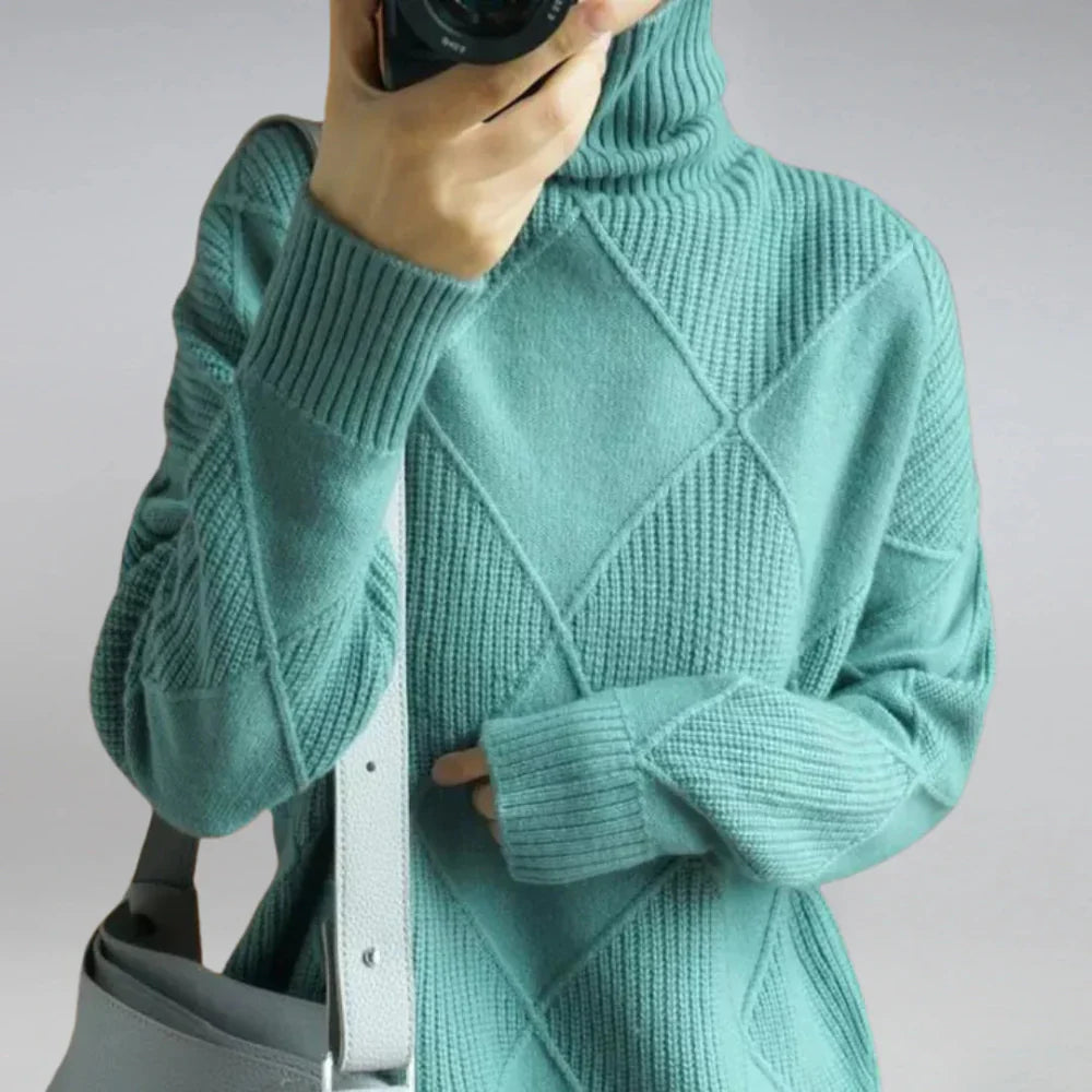 Women Oversized Turtleneck Sweater - Cozy Warm Thanks Giving Gift