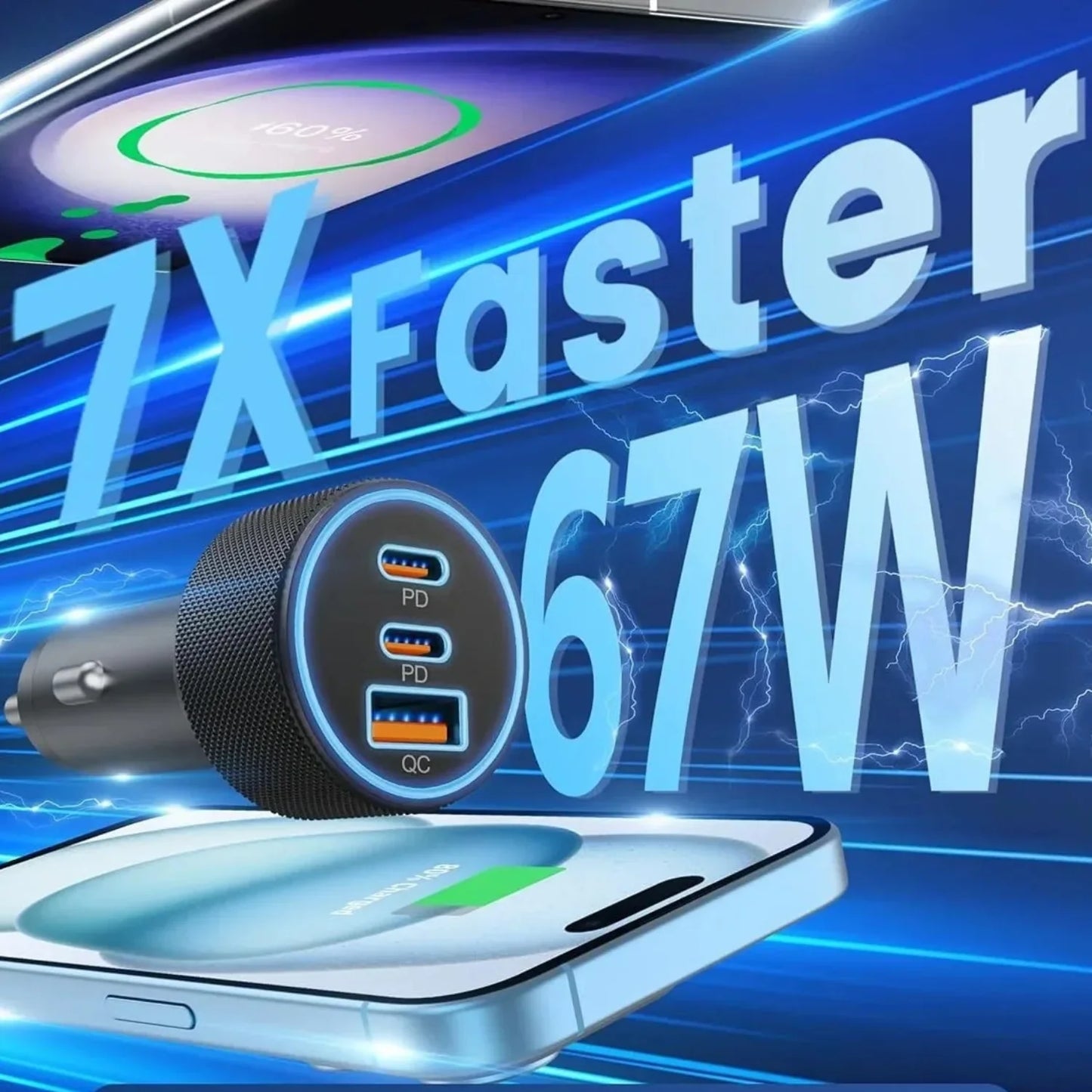USB Car Charger 67W Fast Charging Power Adapter