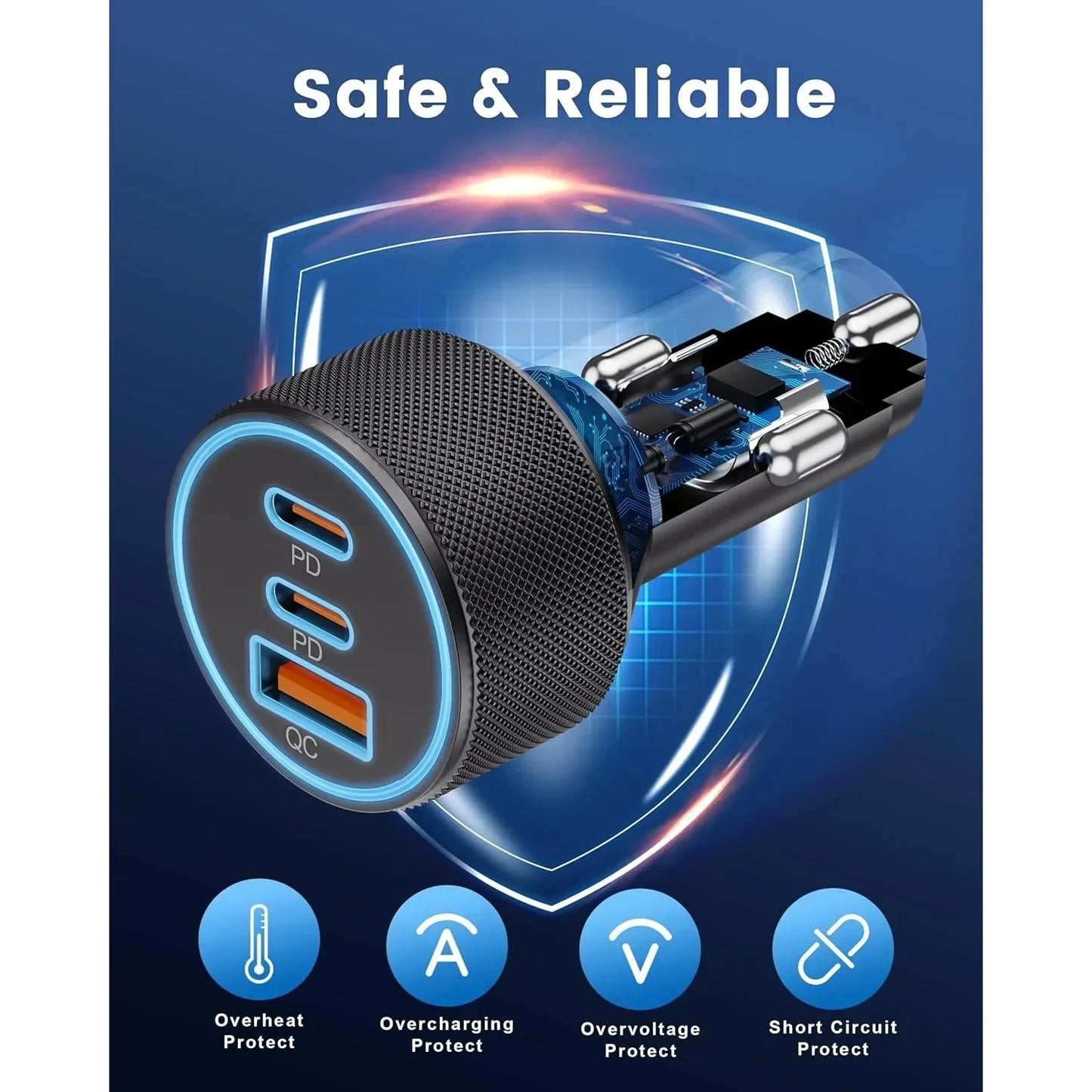USB Car Charger 67W Fast Charging Power Adapter