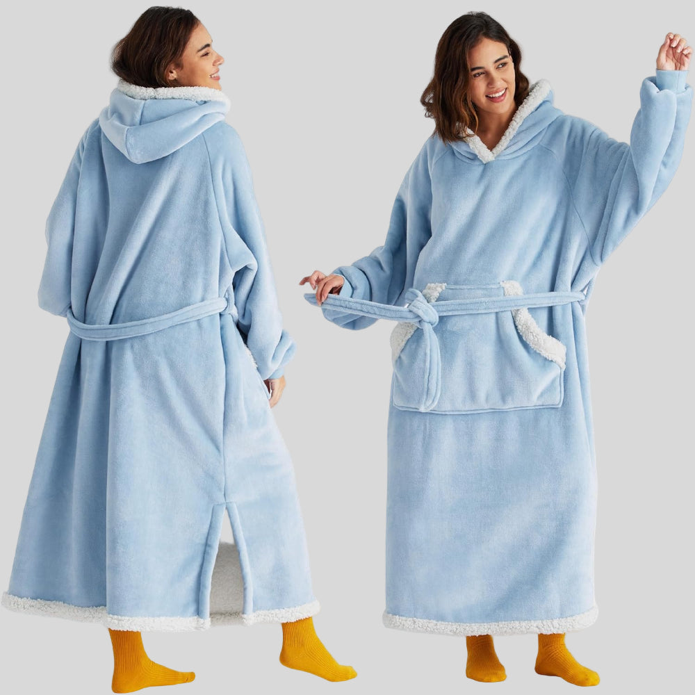 Unisex Cozy Oversized Blanket Hoodie Robe - Hooded Long Sleeve