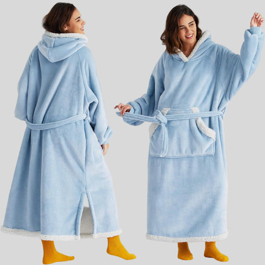 Unisex Cozy Oversized Blanket Hoodie Robe - Hooded Long Sleeve