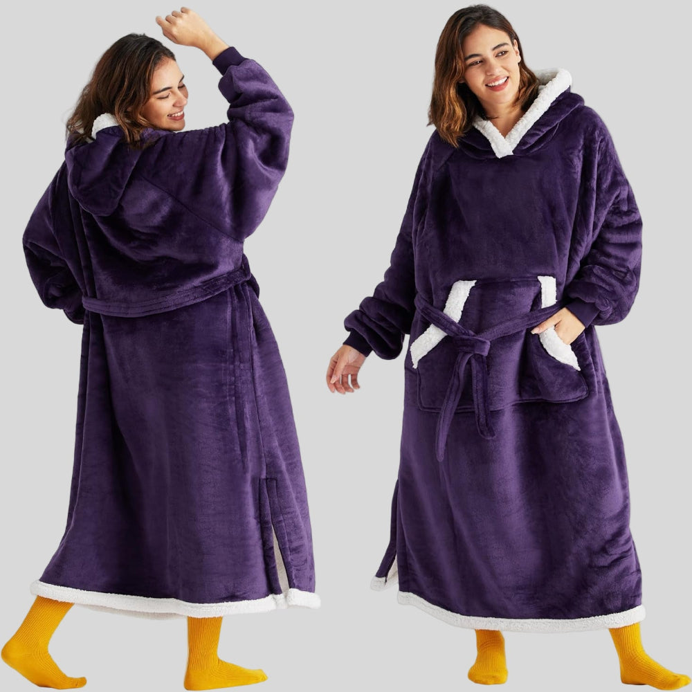 Unisex Cozy Oversized Blanket Hoodie Robe - Hooded Long Sleeve