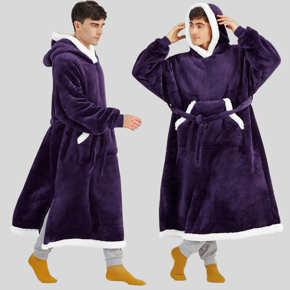 Unisex Cozy Oversized Blanket Hoodie Robe - Hooded Long Sleeve