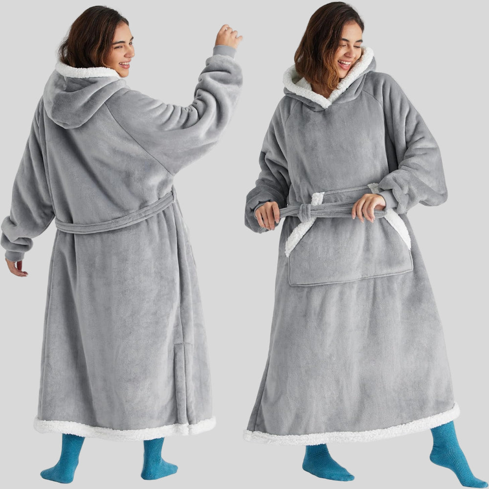 Unisex Cozy Oversized Blanket Hoodie Robe - Hooded Long Sleeve