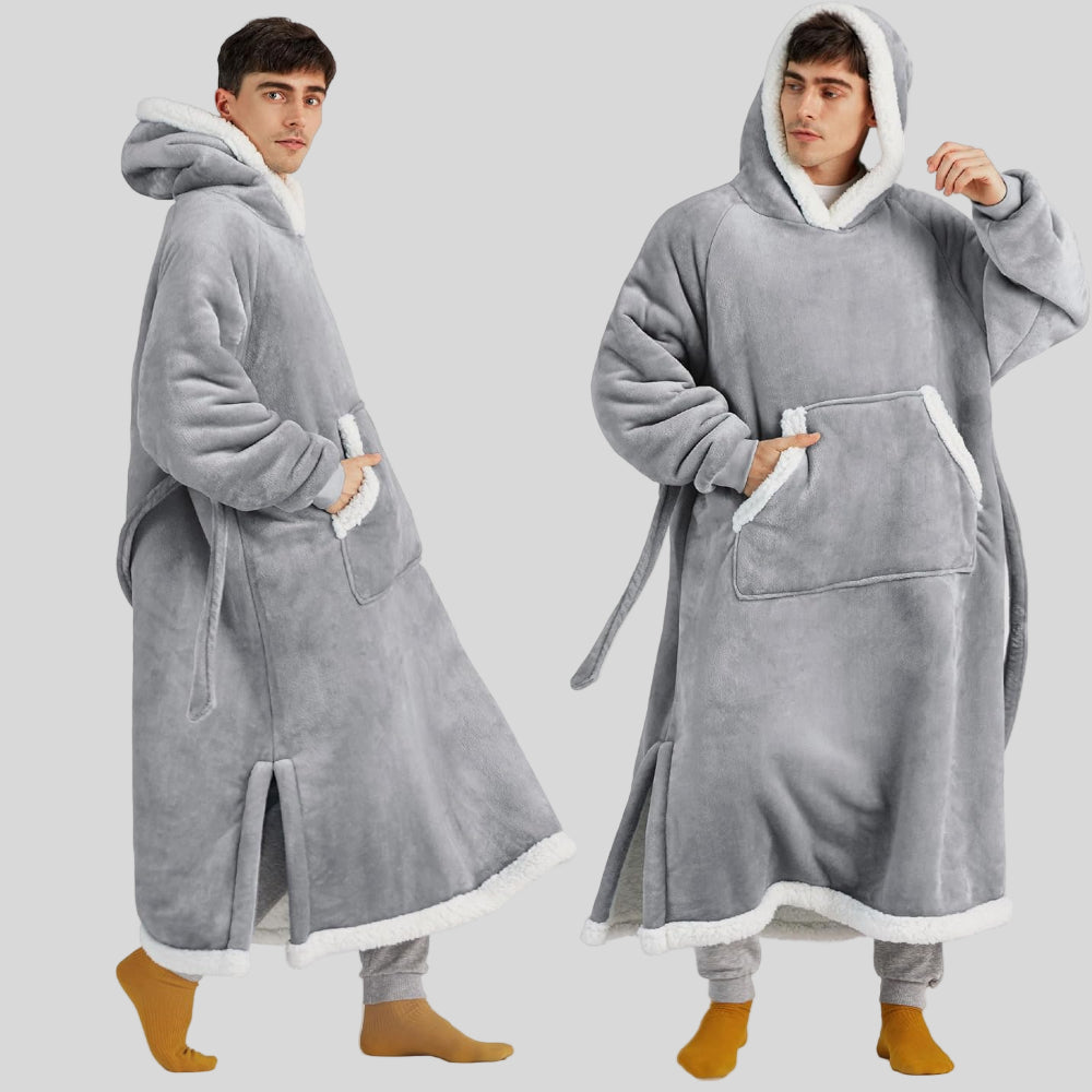 Unisex Cozy Oversized Blanket Hoodie Robe - Hooded Long Sleeve
