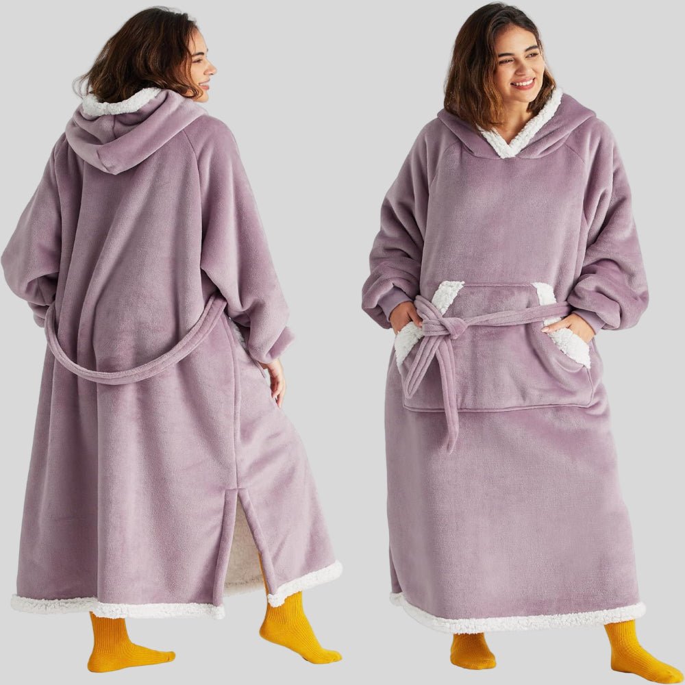 Unisex Cozy Oversized Blanket Hoodie Robe - Hooded Long Sleeve