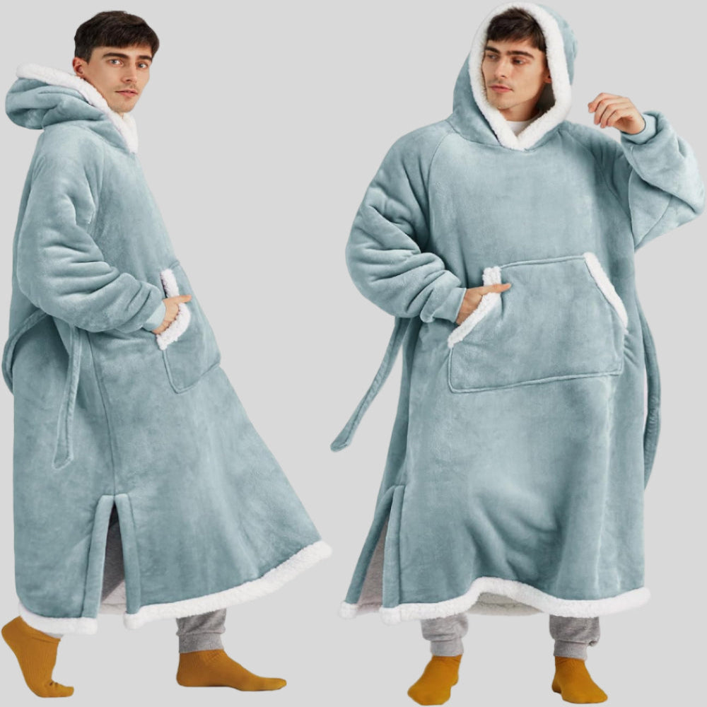 Unisex Cozy Oversized Blanket Hoodie Robe - Hooded Long Sleeve