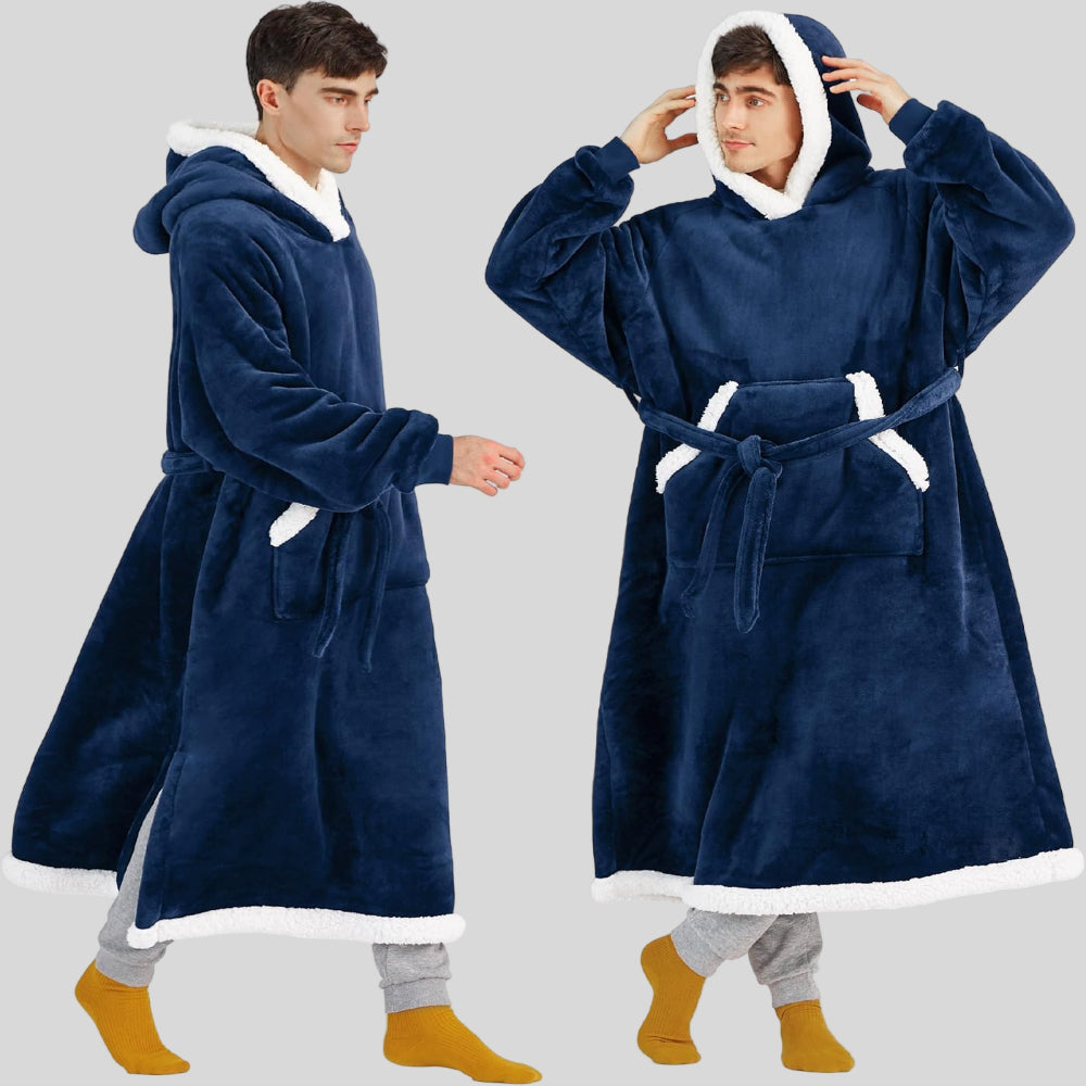 Unisex Cozy Oversized Blanket Hoodie Robe - Hooded Long Sleeve