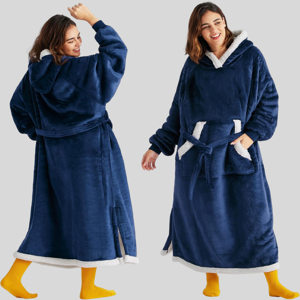 Unisex Cozy Oversized Blanket Hoodie Robe - Hooded Long Sleeve