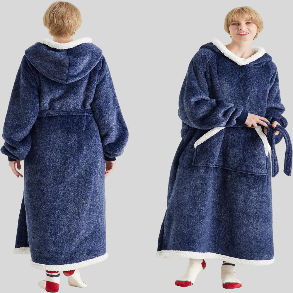 Unisex Cozy Oversized Blanket Hoodie Robe - Hooded Long Sleeve