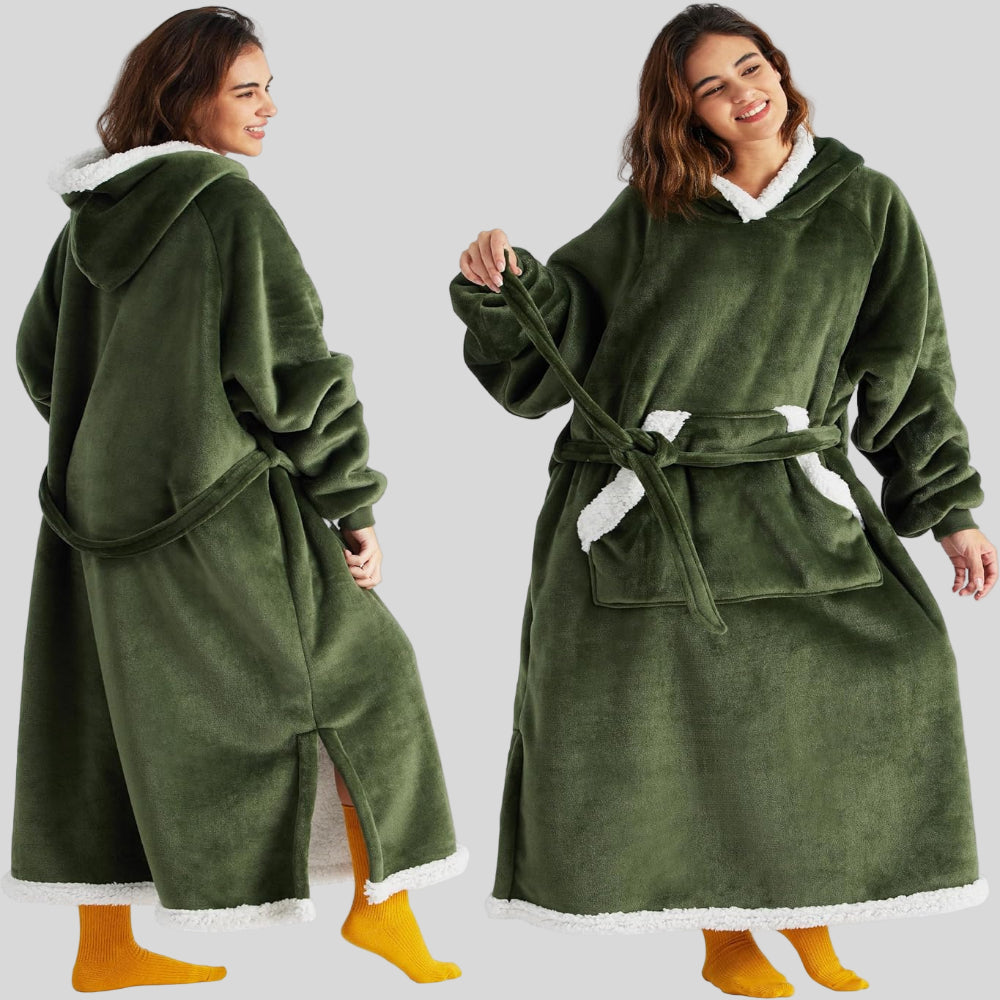 Unisex Cozy Oversized Blanket Hoodie Robe - Hooded Long Sleeve