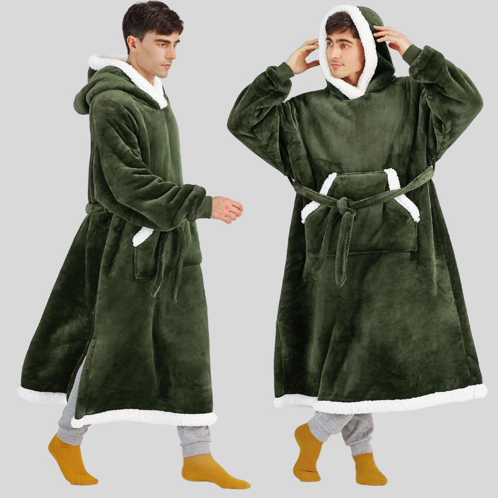 Unisex Cozy Oversized Blanket Hoodie Robe - Hooded Long Sleeve