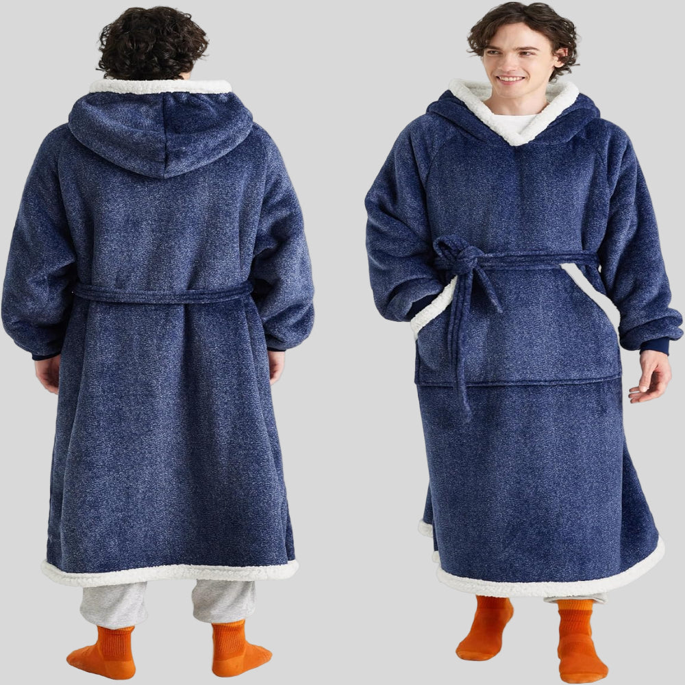 Unisex Cozy Oversized Blanket Hoodie Robe - Hooded Long Sleeve