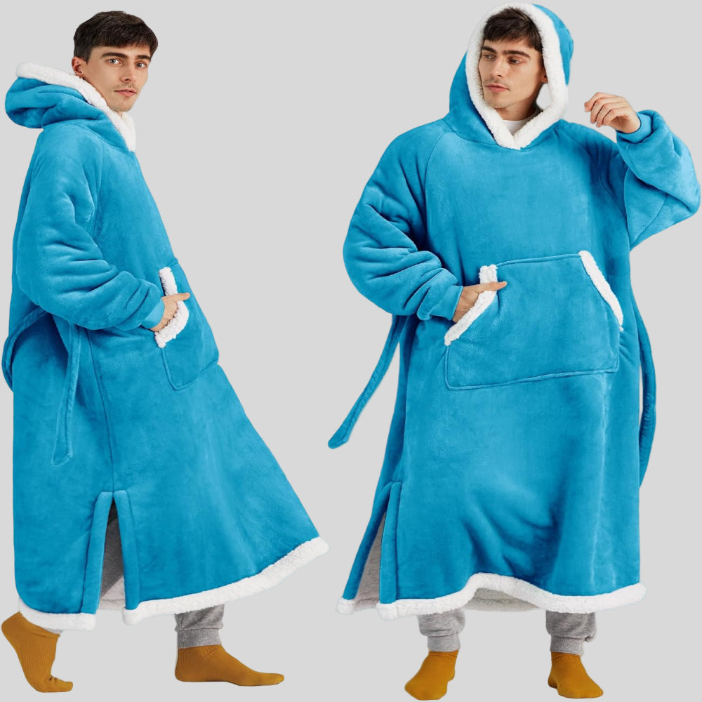 Unisex Cozy Oversized Blanket Hoodie Robe - Hooded Long Sleeve