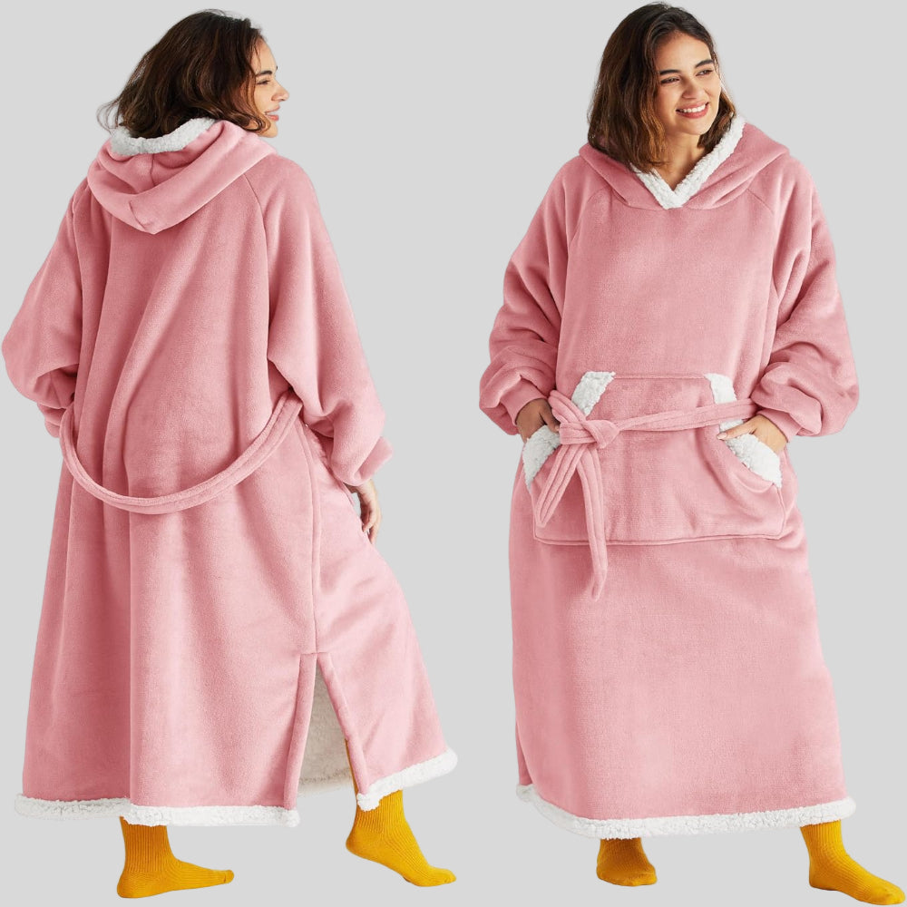 Unisex Cozy Oversized Blanket Hoodie Robe - Hooded Long Sleeve